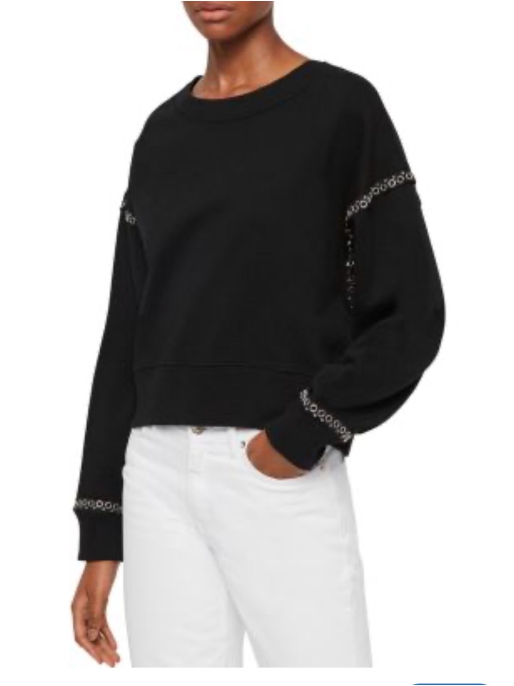 All Saints Black Embellished Crewneck Sweater